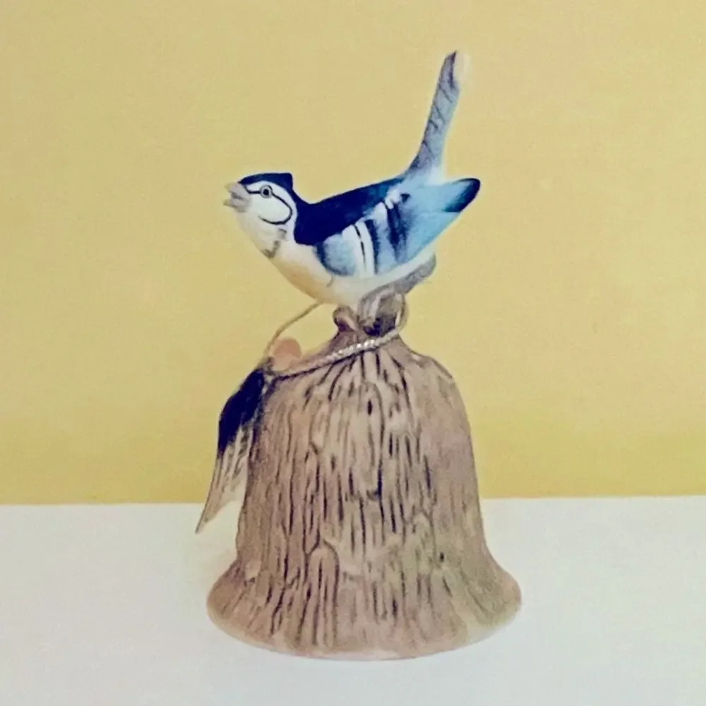 Vtg Towle Bone China Bluebird Bird Dinner Bell Hand Painted Porcelain